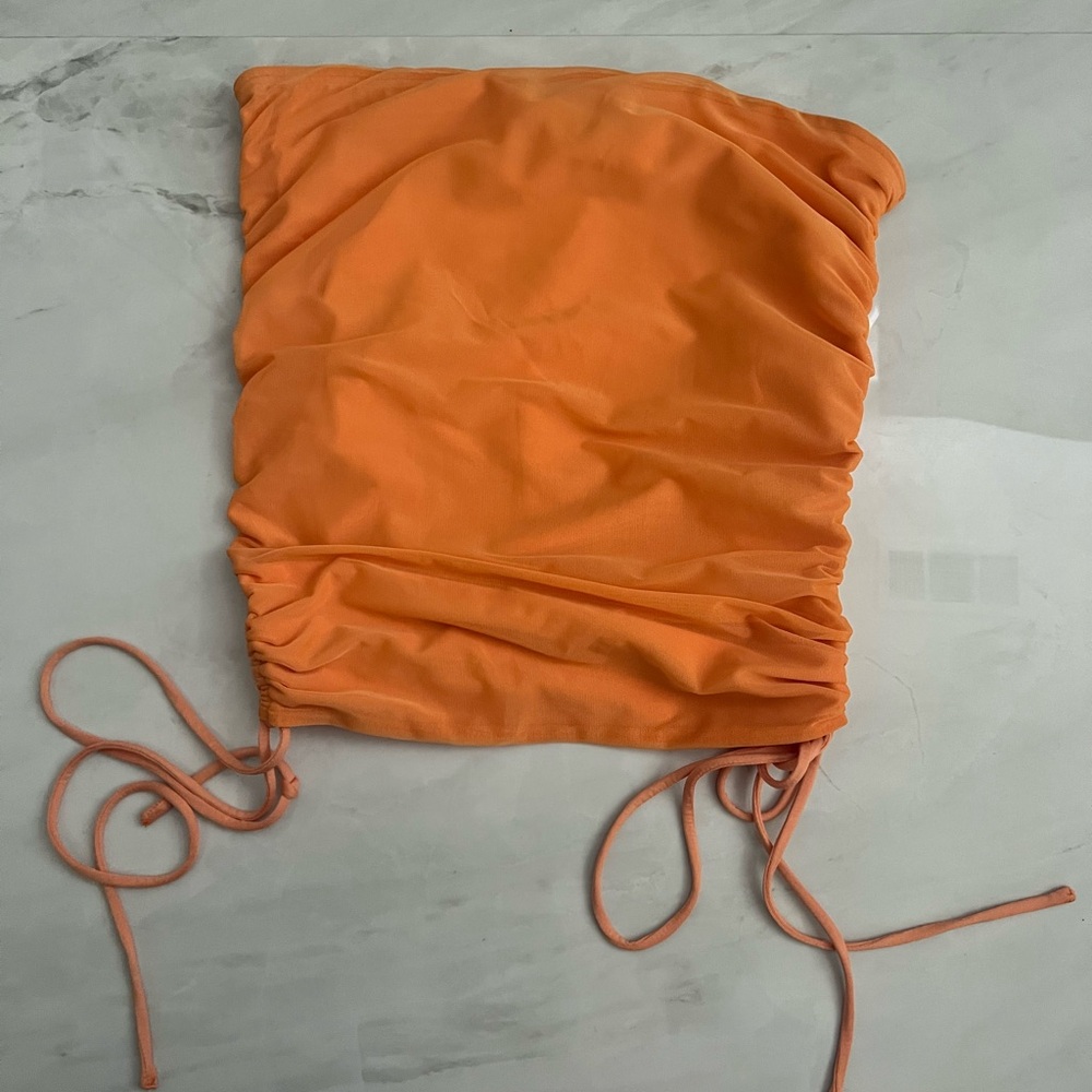 Hours orange scrunched tube top